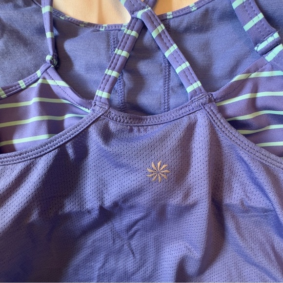 Athleta Girls Purple and Blue Tank Top with Built In Bra Criss-Cross Straps Sz L - Picture 9 of 12